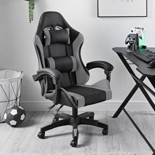 Black and grey faux leather - and,